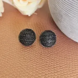 brinco ródio negro circulo médio cravejado zircônias negras