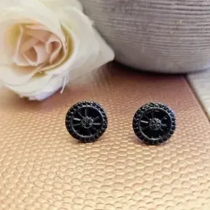 brinco ródio negro círculo pizza P