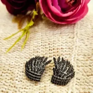 brinco ródio negro filetes zircônias negras