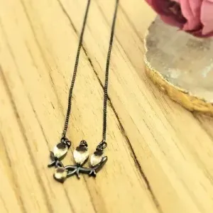 colar ródio negro 3 passarinhos cristal nude