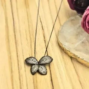 colar ródio negro borboleta cravejada zircônias marrom