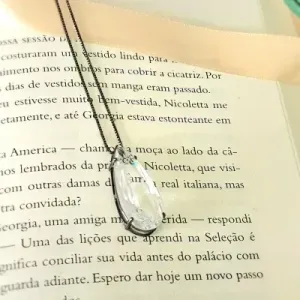 colar rodio negro longo gota cristal alongada