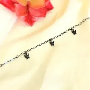 pulseira rodio negro elos 3 borboletas pendurados