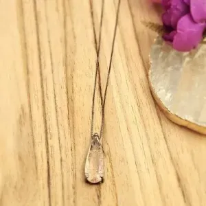 colar rodio negro gota fusion fina rosa claro