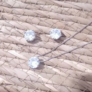 conjunto rodio ponto de luz redondo cristal