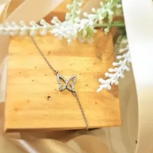pulseira rodio borboleta vazada zirconias
