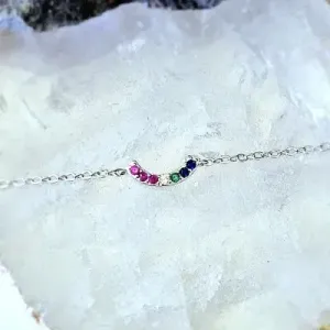 pulseira rodio curva zirconias rainbow