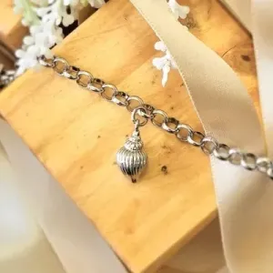 pulseira rodio elos com pingente concha caracol