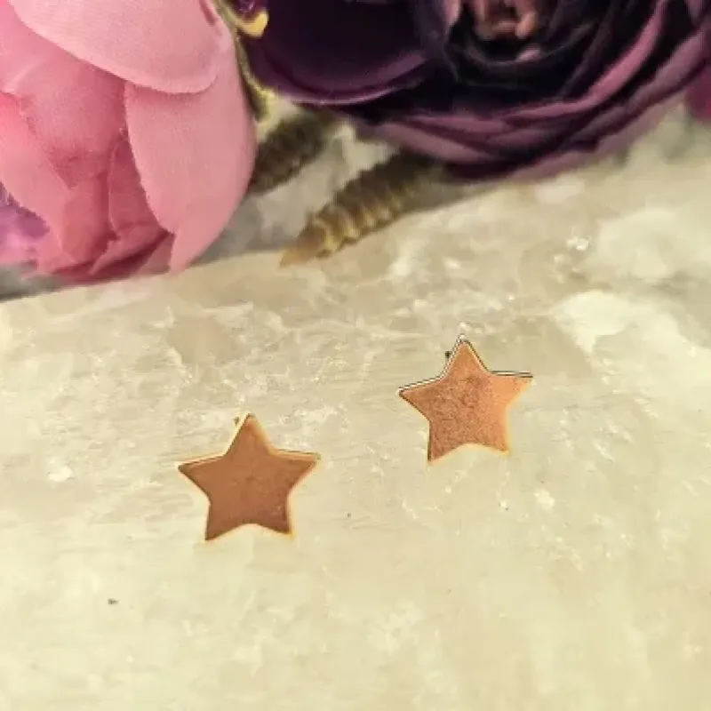 brinco ouro chapa estrela