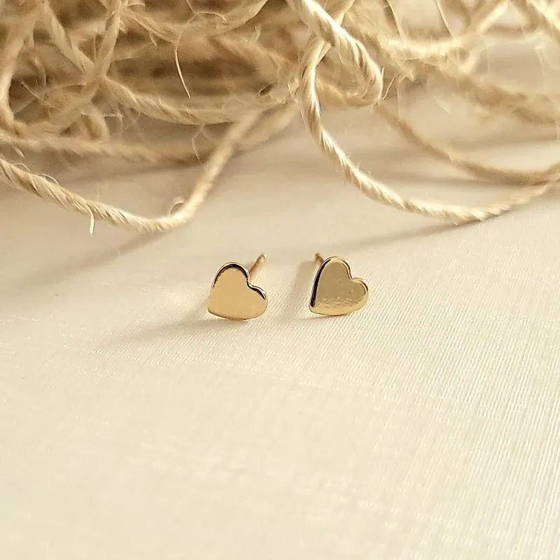 brinco ouro coração liso chapado