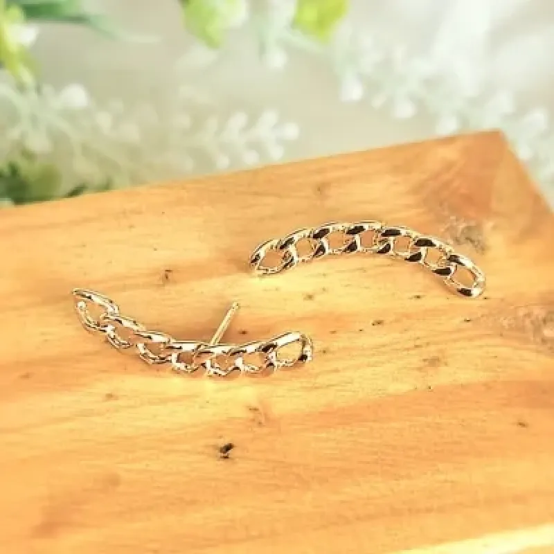 brinco ouro ear cuff elos lisos