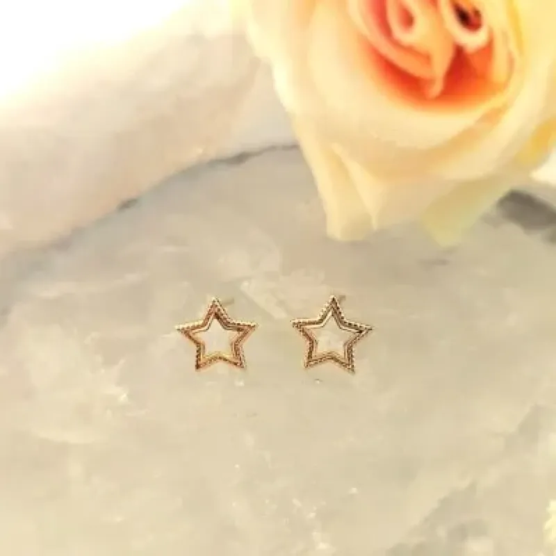 brinco ouro estrela vazada