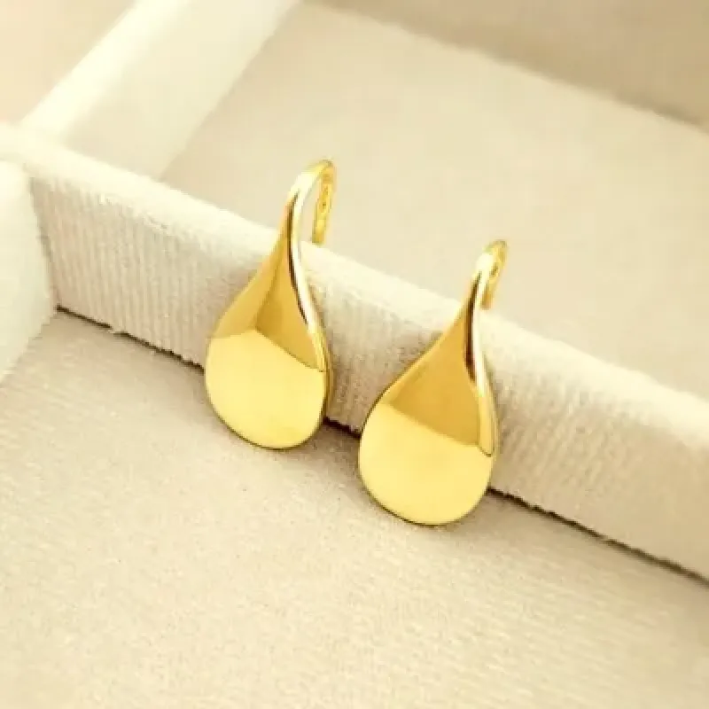 Brinco ouro gota lisa
