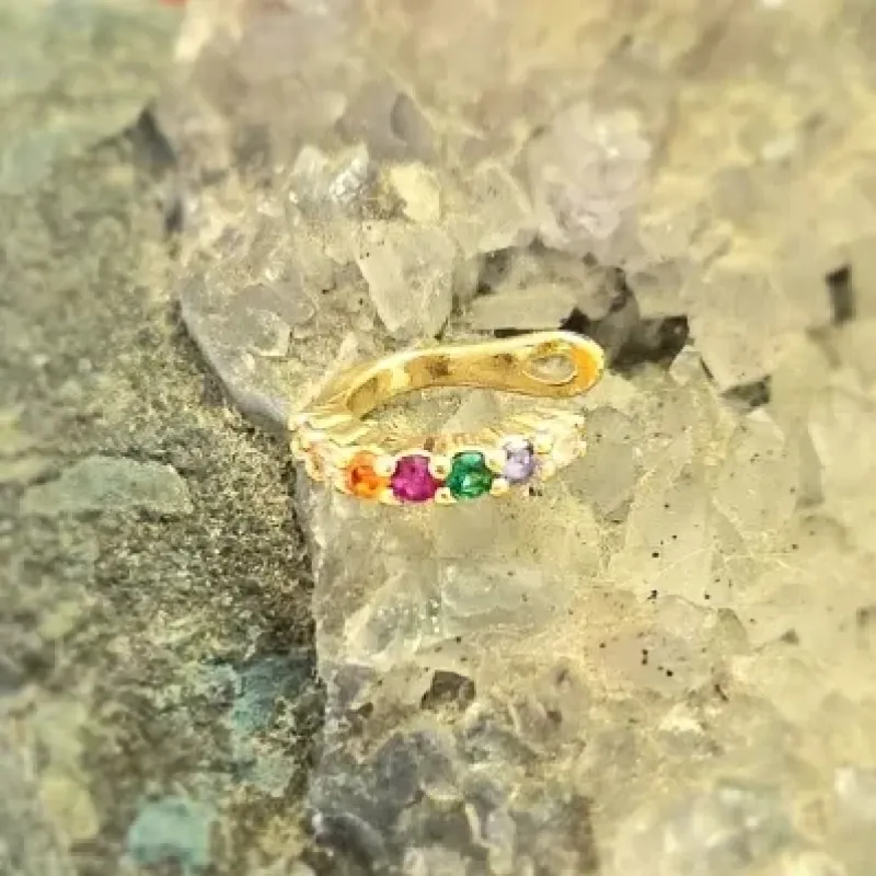 brinco piercing ouro 1 fileira color