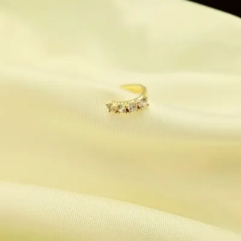 brinco piercing ouro 1 fileira zirconia cristal