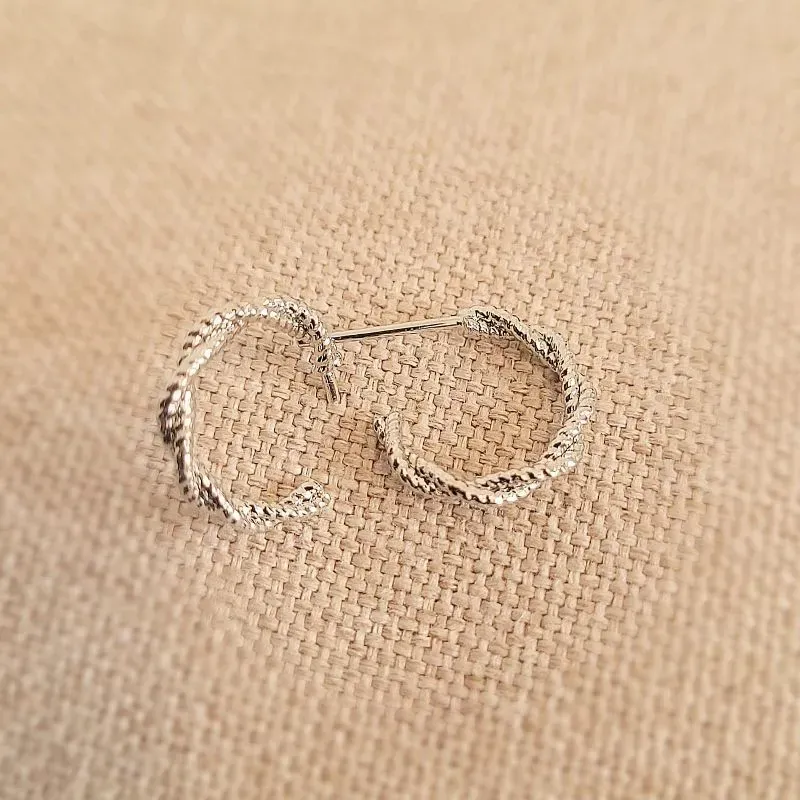 brinco rodio argola 2 aros torcidos