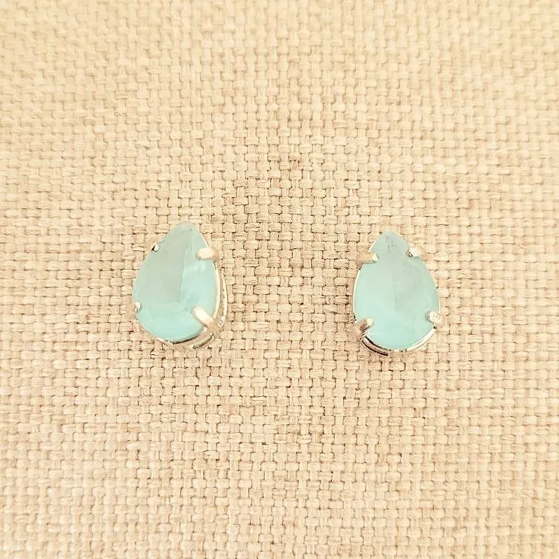 brinco rodio ponto de luz gota azul claro