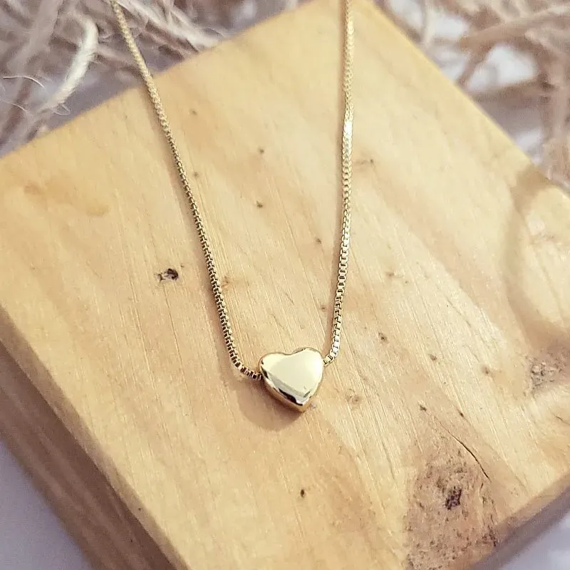 colar ouro coração liso