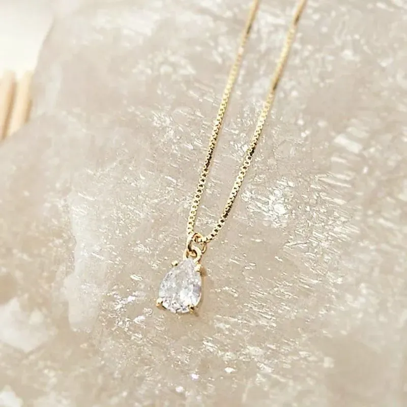 colar ouro gota cristal