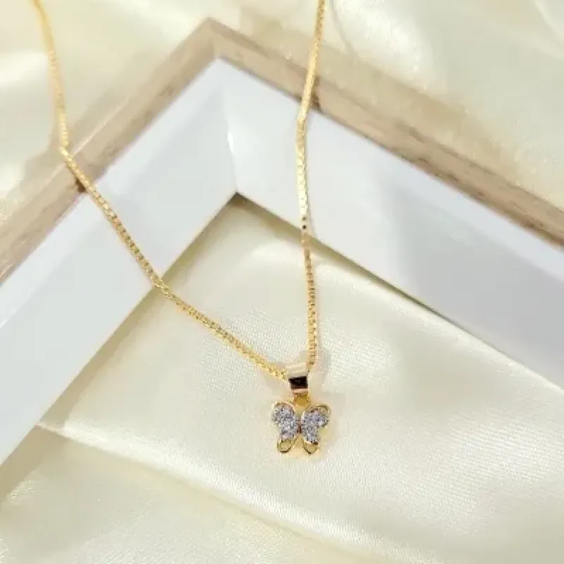 colar ouro mini borboleta