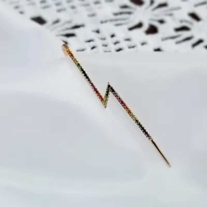 piercing ouro transversal raio de zirconias rainbow