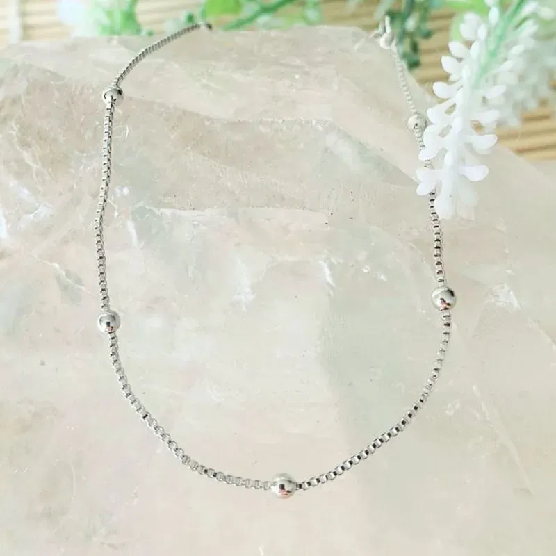 pulseira rodio bolas lisas