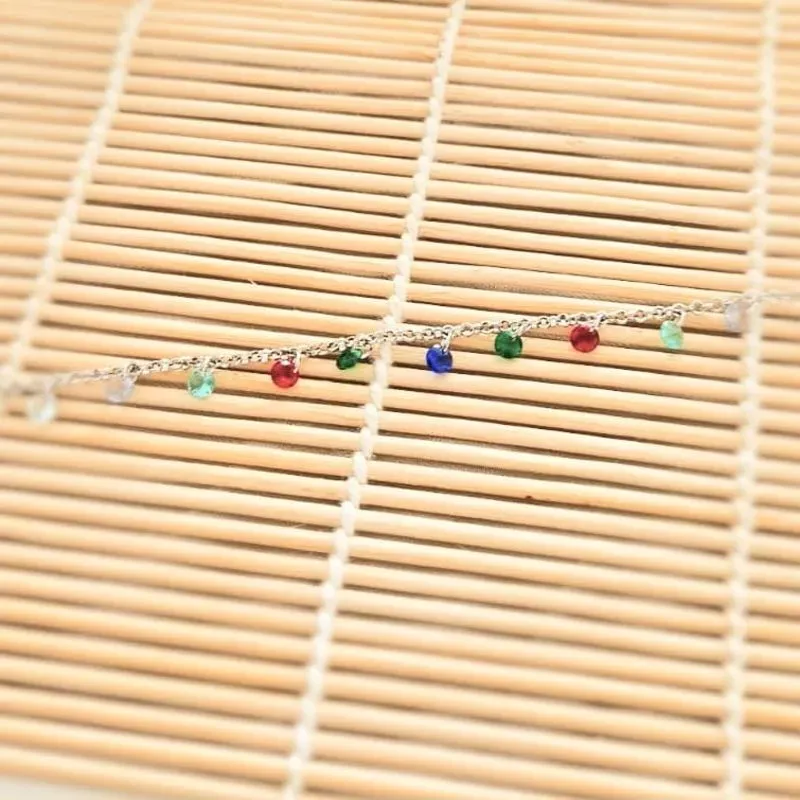 pulseira rodio pedras colors penduradas