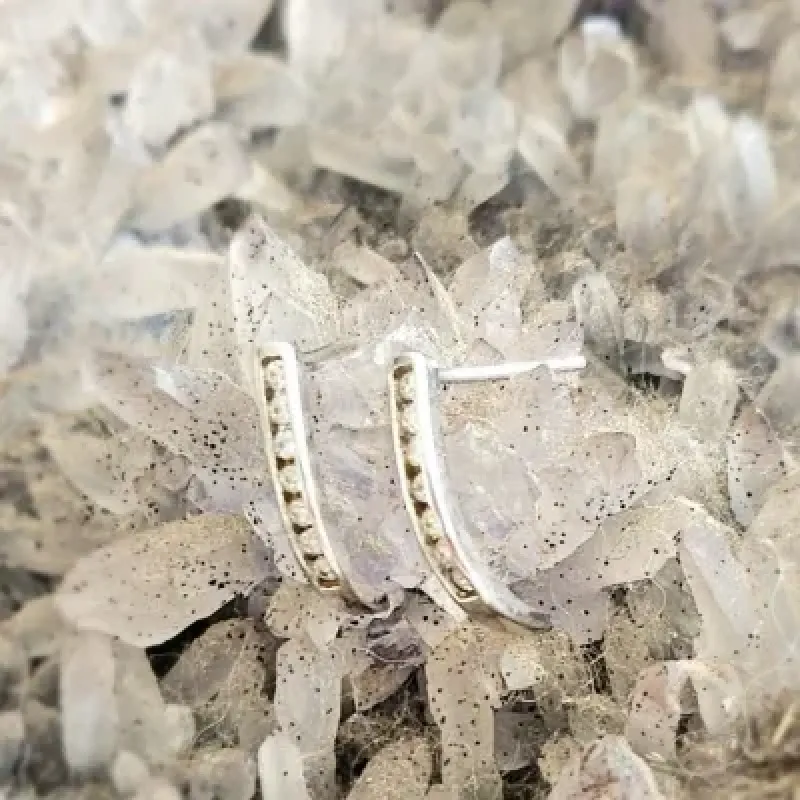 brinco prata fio curvo zirconias