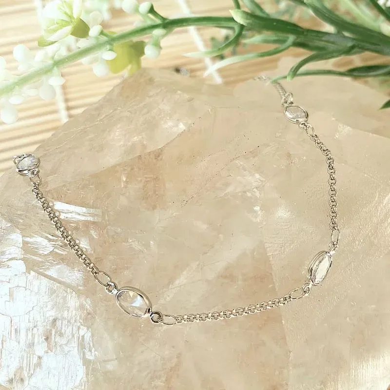 colar rodio choker 5 pontos de luz oval