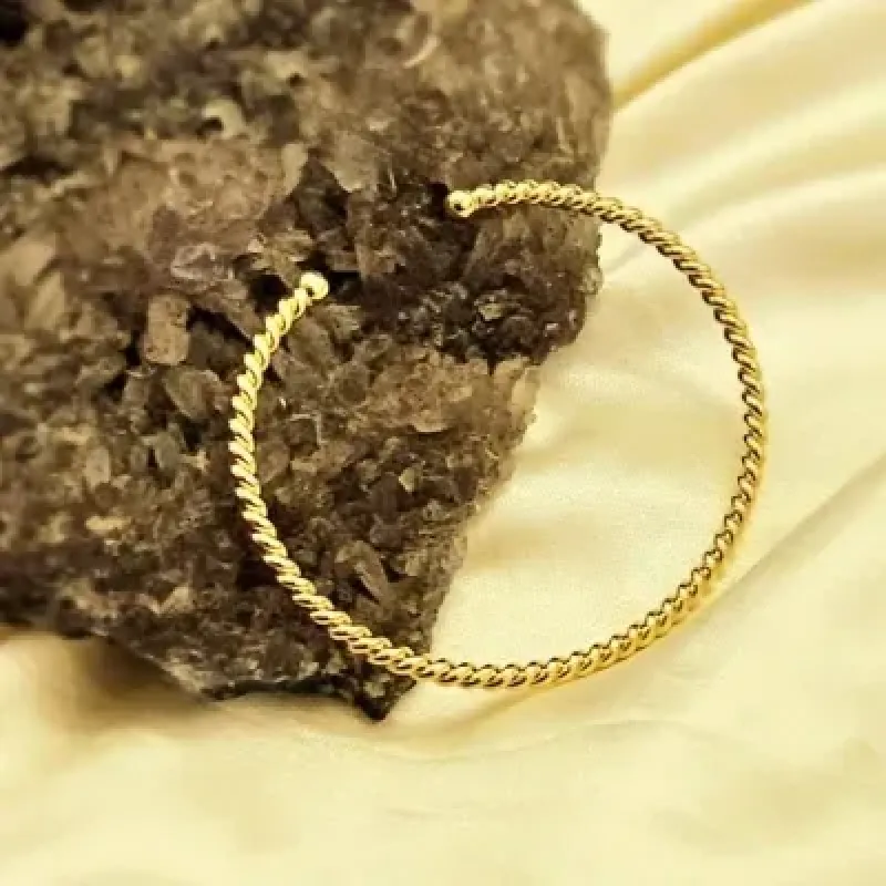 pulseira ouro bracelete trançada fina