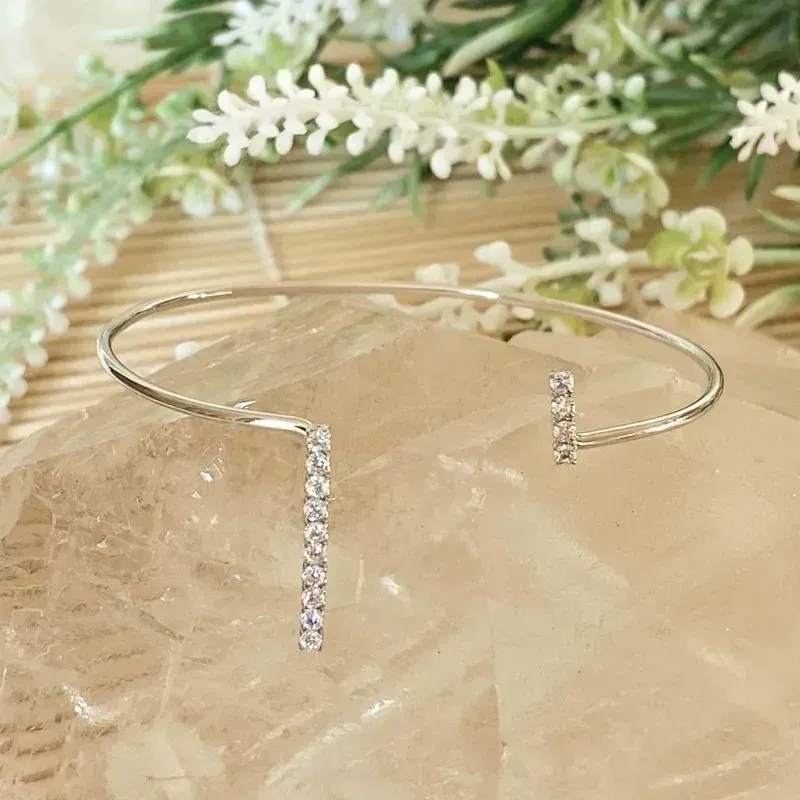 pulseira rodio bracelete com fileiras de zircônias cristais