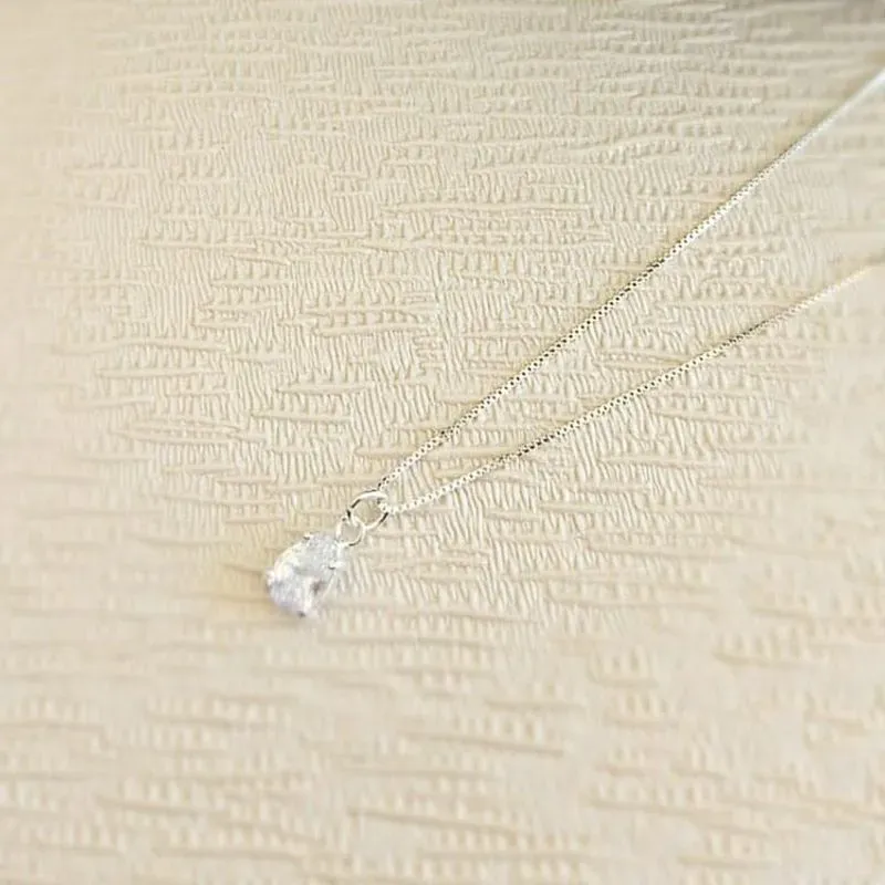 colar prata ponto de luz gota cristal