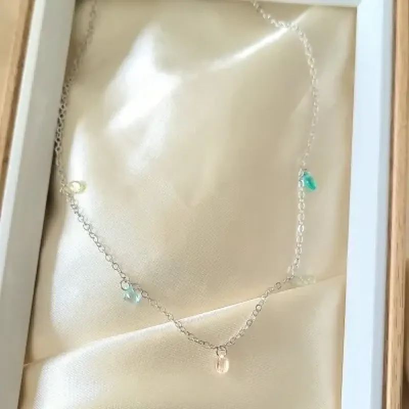 colar rodio choker cristais em gotas colors pastel