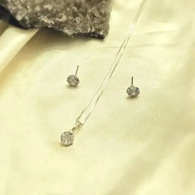 conjunto prata ponto de luz cristal 6mm