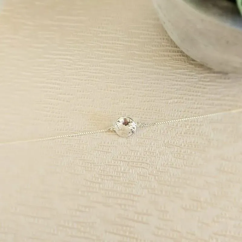 pulseira prata ponto de luz cristal com borda