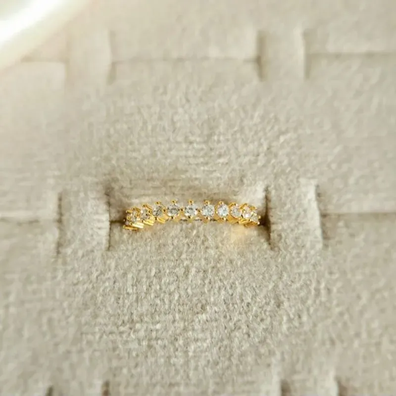 anel ouro aparador 1 fileira de zirconias cristais regulável