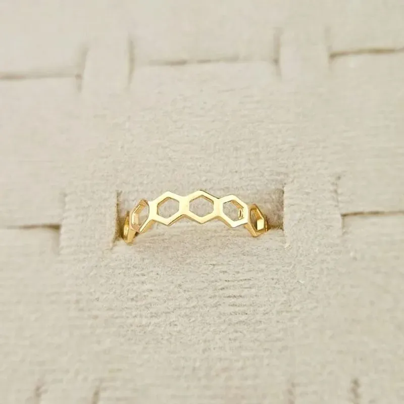anel ouro colmeia
