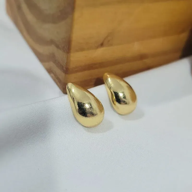 brinco ouro gota lisa grande