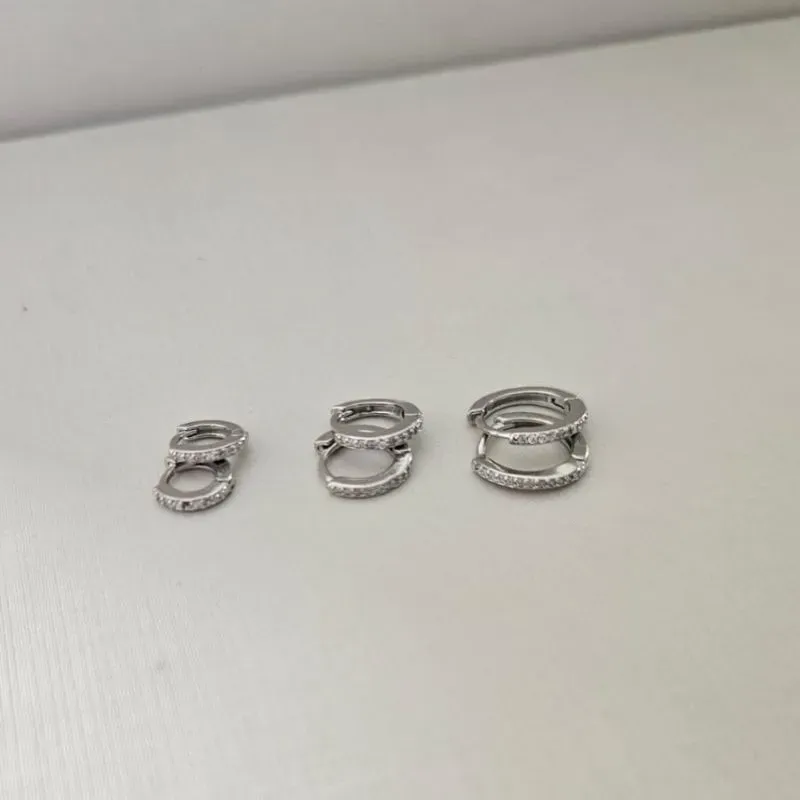 brinco rodio trio argola cravejada cristal