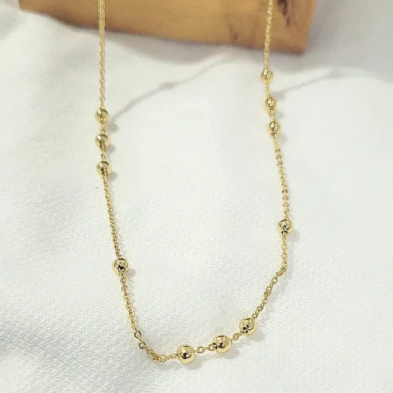 colar ouro bolinhas lisas