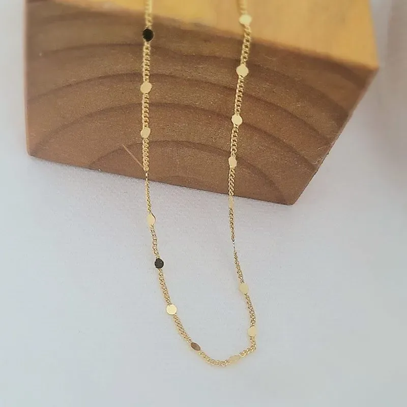 colar ouro choker bolinha chapada