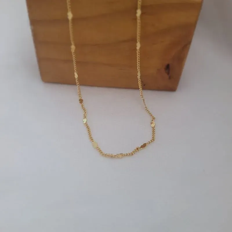 colar ouro choker coração chapado