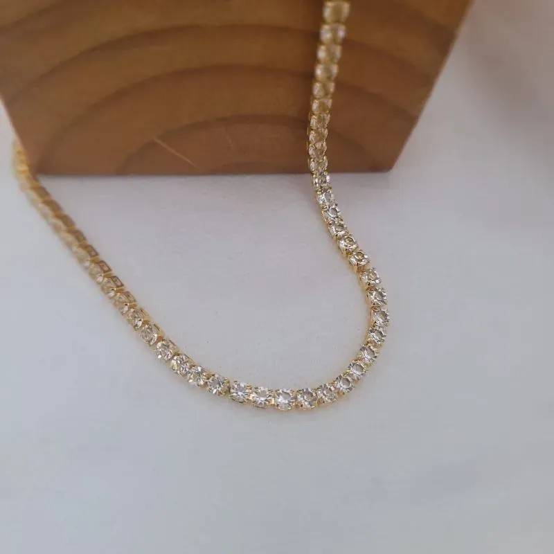 colar ouro choker riviera cristal