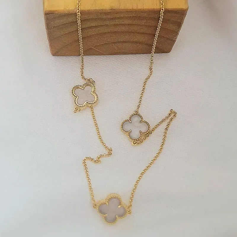 colar ouro replica van cleef branco