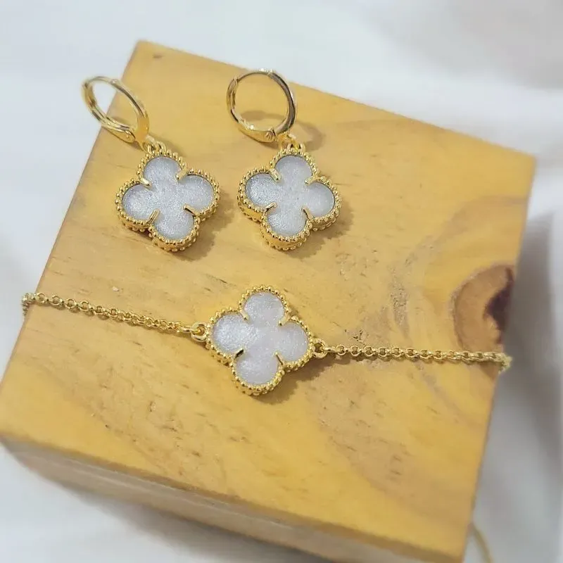 conjunto ouro choker inspiração van cleef branco