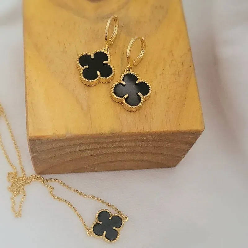 conjunto ouro choker replica van cleef preto