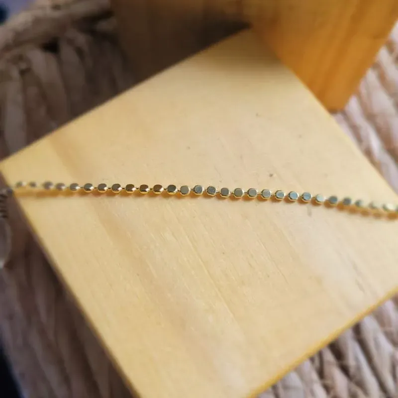 pulseira ouro bolinha chapada