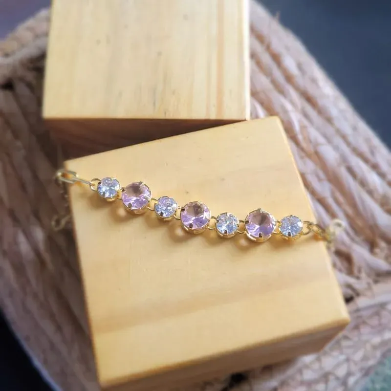 pulseira ouro cartier pedra cristal e rosa claro