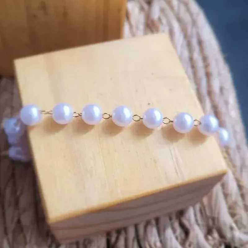 pulseira ouro perola intercalada