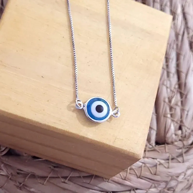 colar rodio choker olho grego